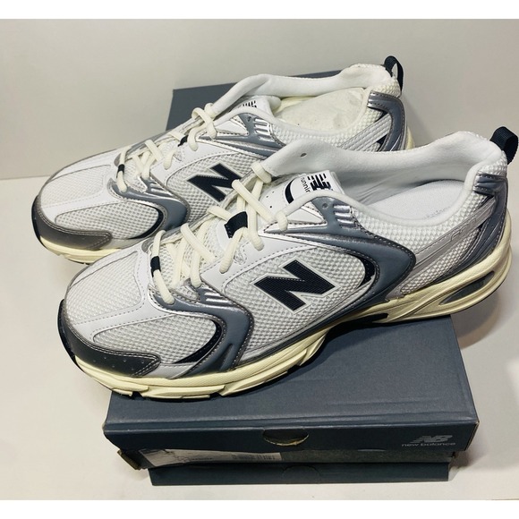 New Balance 530 Silver Metallic Black Cement U530ESA Size 13 Men White Mesh main image 5